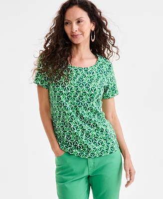 Style & Co Women's Printed Scoop-Neck Short-Sleeve T-Shirt, Exclusively at Macy's