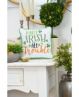 C&F Home 10" x 10" St. Patrick's Day "Part Irish All Trouble" Embroidered Small/Petite Accent Throw Pillow