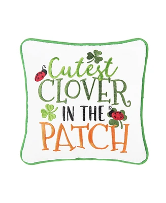 C&F Home 10" x 10" St. Patrick's Day "Cutest Clover In The Patch" Embroidered Small/Petite Accent Throw Pillow