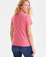 Style & Co Women's Printed Short-Sleeve V-Neck T-Shirt, Exclusively at Macy's