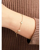 Devata Clover Chain Bracelet in 14K Gold with Cubic Zirconia, 6.5 in adj to 7.5 in, approx. 4.4 grams.