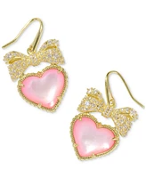 Kendra Scott 14k Gold-Plated Cubic Zirconia Bow & Mother-of-Pearl Heart Drop Earrings