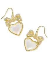 Kendra Scott 14k Gold-Plated Cubic Zirconia Bow & Mother-of-Pearl Heart Drop Earrings