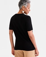 Style & Co Women's Crew-Neck Short-Sleeve Sweater, Exclusively at Macy's