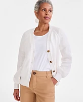 Style & Co Women's Mixed Stitch Cotton Cardigan Sweater, Exclusively at Macy's