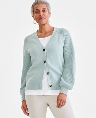 Style & Co Women's Mixed Stitch Cotton Cardigan Sweater, Exclusively at Macy's