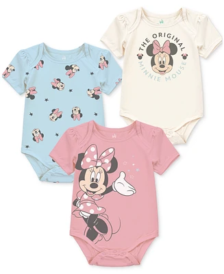 Disney Baby Minnie Mouse Short-Sleeve Bodysuits, 3 Pack