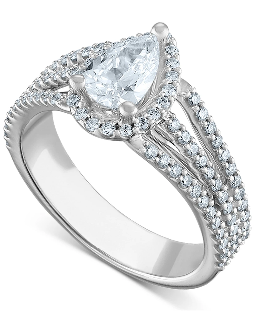 Diamond Pear-Cut Halo Engagement Ring (1-1/4 ct. t.w.) in 14k White Gold