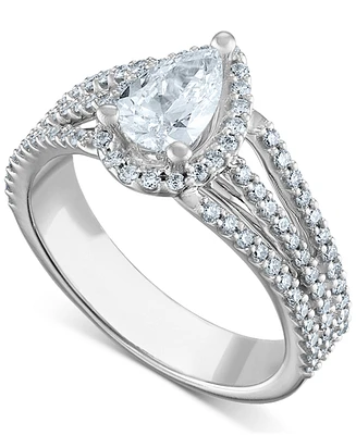 Diamond Pear-Cut Halo Engagement Ring (1-1/4 ct. t.w.) in 14k White Gold