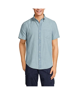 Lands' End Big & Tall Short Sleeve Button Down Chambray Shirt