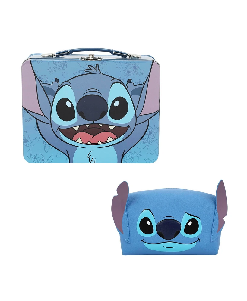 Disney Stitch Character Cosmetic Bag & Tin Tote Combo Set