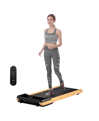 Soozier Wood Walking Pad Under Desk Treadmill with Remote Control, Wheels