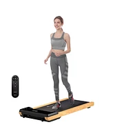 Soozier Wood Walking Pad Under Desk Treadmill with Remote Control, Wheels