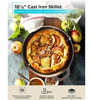 Black+Decker 10.25" Cast Iron Skillet, Pre-Seasoned Frying Pan with Bronze Finish, Polished Interior, Cast Iron Pan Works on All Cooktops Includi