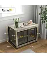 PawHut 39" Dog Crate Furniture on Wheels, for Large Dogs,