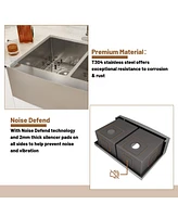 Casainc 33inch L x 22inch W Double Basin Farmhouse Kitchen Sink with Accessories