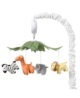 The Peanutshell Safari Adventures 4 Piece Baby Nursery Crib Bedding Set, Quilt, Crib Sheet, Crib Skirt, and Mobile