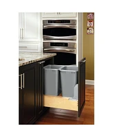 Rev-a-Shelf Double Pullout Bottom Mount Trash Can 50 qt., Gray, 4WCBM-2150DM-2