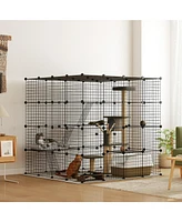 PawHut 4-Tier Large Cat Cage, 55" Diy Cat Playpen with Platforms,