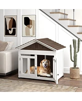 PawHut 40"L Dog House Outdoor Indoor for Small, Medium, Large Dogs