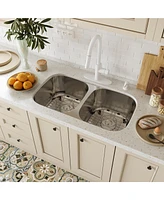 Casainc 32inch L x 18inch W Double Basin Undermount Kitchen Sink with Accessories