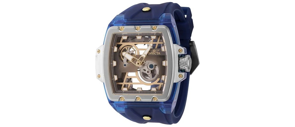 Invicta Men's Anatomic Automatic 2 Hand Gunmetal, Dark Blue, Gold