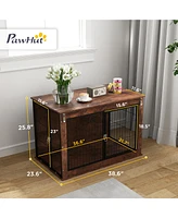 PawHut 39" Dog Crate Furniture w/ Flip-up Top Opening, 2 Doors, for L Dogs