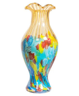 Dale Tiffany 19" Festive Ruffle Art Glass Vase