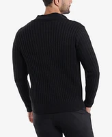 X-Ray Men's Button Up Stand Collar Ribbed Knit Cardigan Sweater