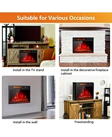Gymax 25'' Electric Fireplace Recessed 900/1350W Fireplace Heater w/ Remote Control