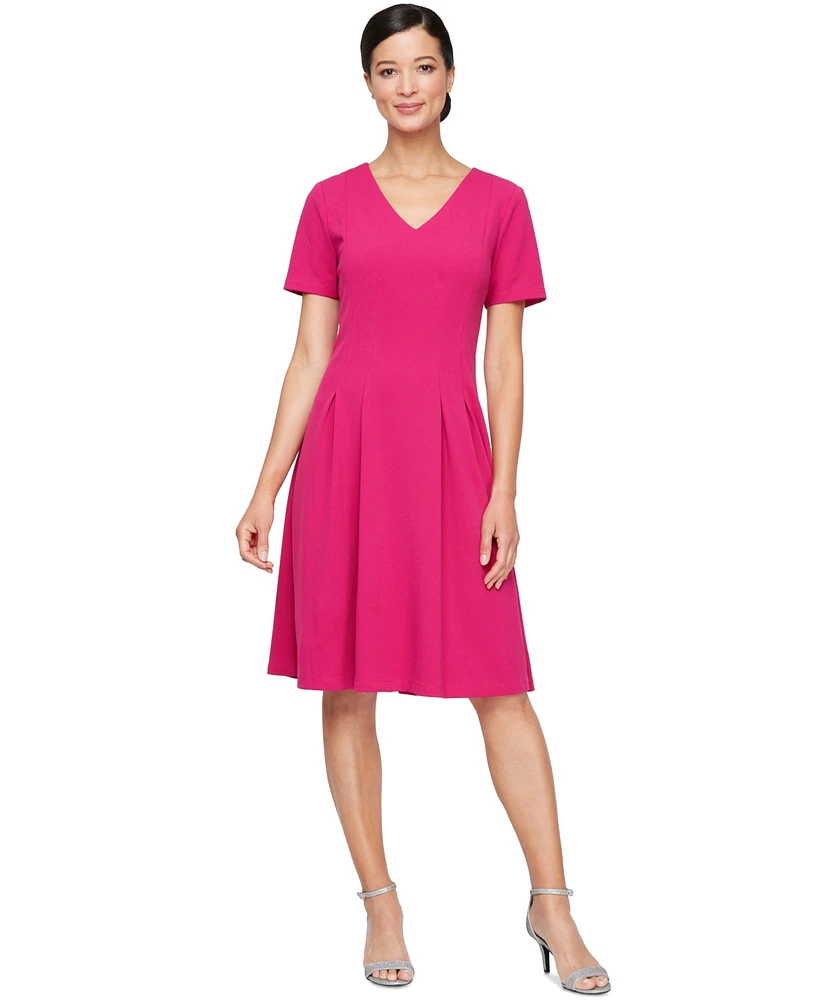 Sl Fashions Women's Pleated A-Line Dress