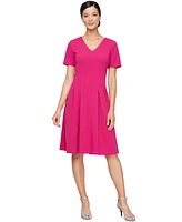 Sl Fashions Women's Pleated A-Line Dress