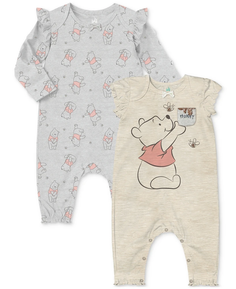 Disney Baby Winnie-the-Pooh Long-Sleeve Coverall & Short-Sleeve Romper, 2 Pack