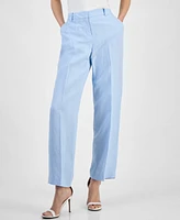 Anne Klein Women's Linen Blend High-Rise Press-Pleat Pants
