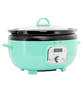 MegaChef 3.5 Quart Oval Electric Slow Cooker in Ivory with Ivory Pot