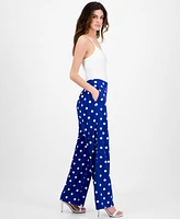 Anne Klein Women's Printed Pull-On Wide-Leg Pants