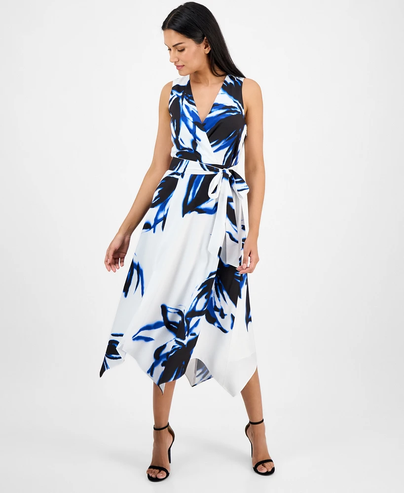 Anne Klein Women's Printed Sleeveless Midi Fit & Flare Dress