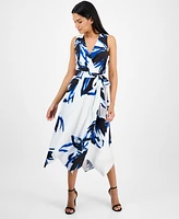 Anne Klein Women's Printed Sleeveless Midi Fit & Flare Dress
