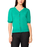 Melissa Paige Women's Puff-Sleeve V-Neck Cardigan