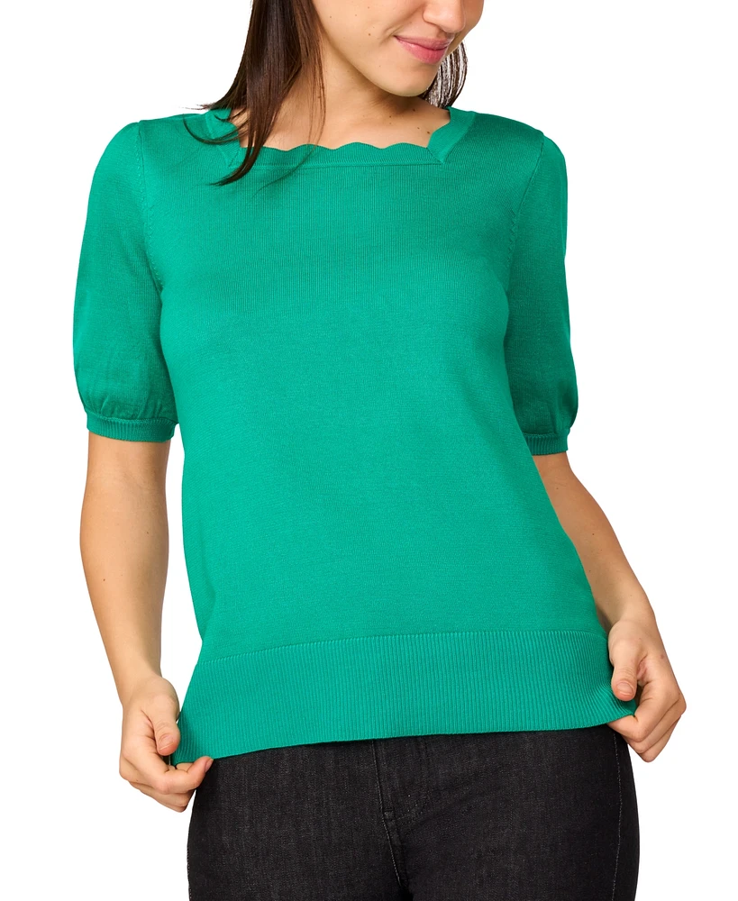 Melissa Paige Women's Scalloped Short-Sleeve Sweater
