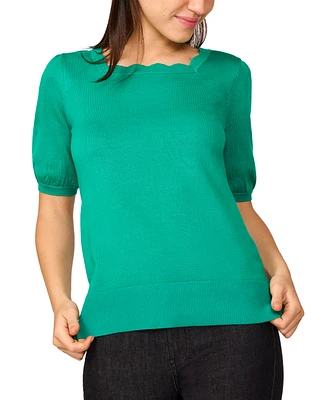 Melissa Paige Women's Scalloped Short-Sleeve Sweater