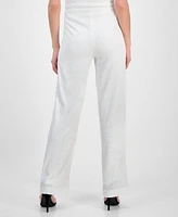 Anne Klein Women's High-Rise Pull-On Sequin Trousers