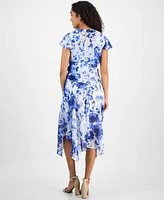 Robbie Bee Women's Printed Chiffon Midi Dress & Shrug