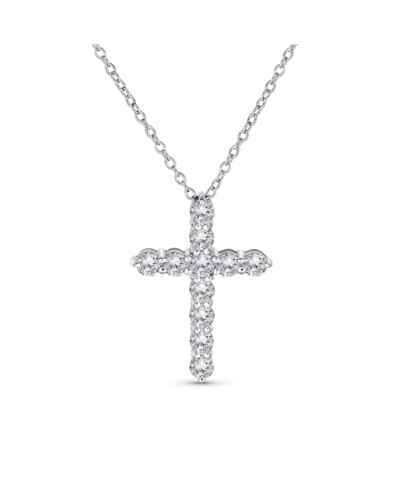 Bling Jewelry Necklace Minimalist Sterling Silver Cross Pendant with Cubic Zirconia