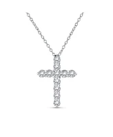 Bling Jewelry Necklace Minimalist Sterling Silver Cross Pendant with Cubic Zirconia