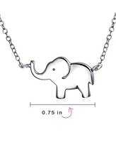 Bling Jewelry Simple Lucky Elephant Pendant Necklace in Sterling Silver for Good Luck