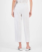 Anne Klein Women's Linen Blend Drawstring-Waist Ankle Pants