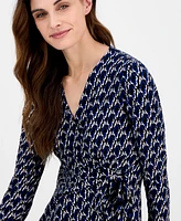 Anne Klein Printed Tie-Waist Top