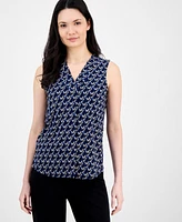 Anne Klein Women's Printed Sleeveless V-Neck Shell Top