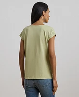 Lauren Ralph Petite Embroidered Jersey Tee